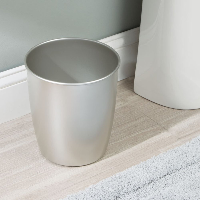mDesign Small 1.5 Gallon Round Bathroom Wastebasket Garbage Bin ...
